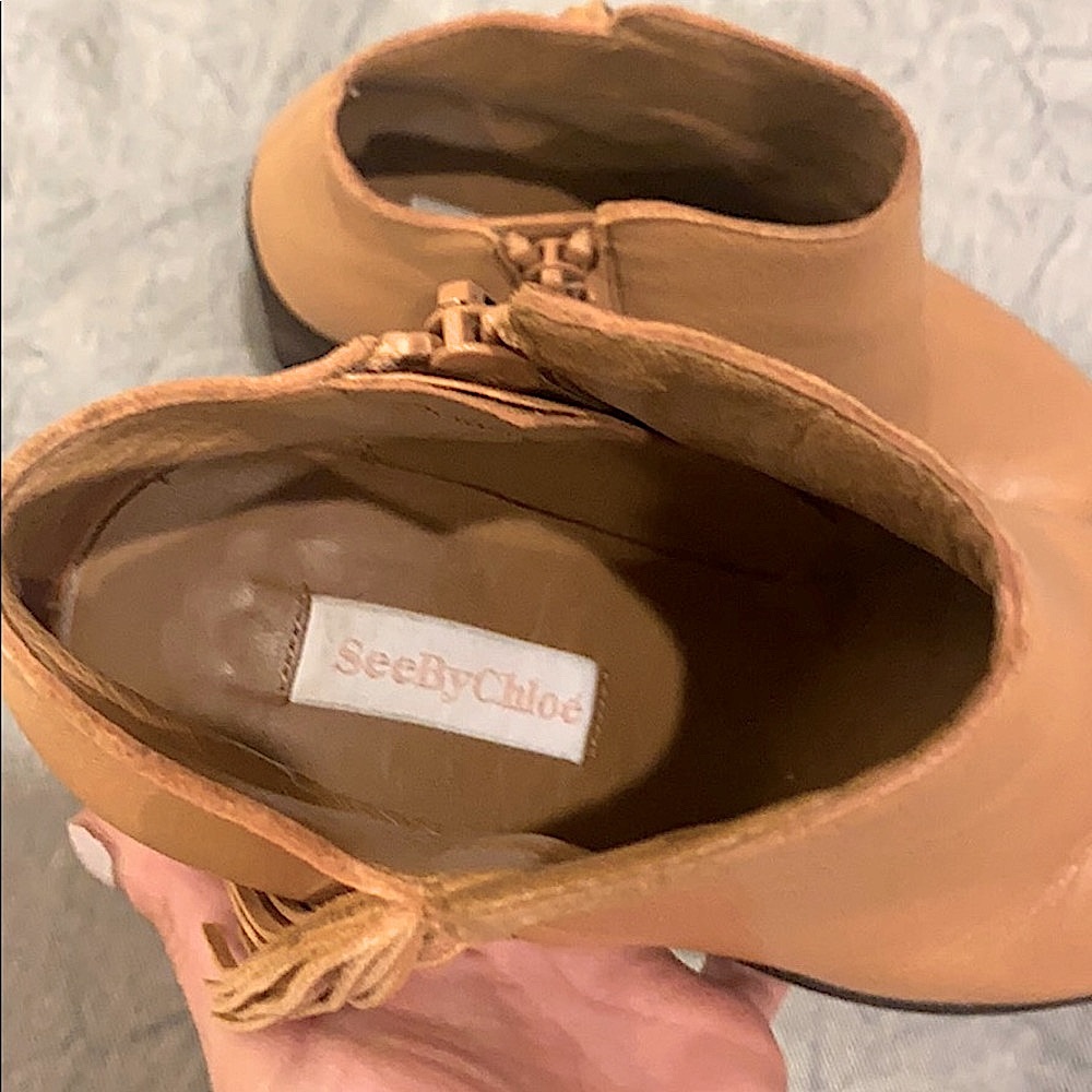 Authentic CHLOE camel fringed booties women 35 - Picture 4 of 6
